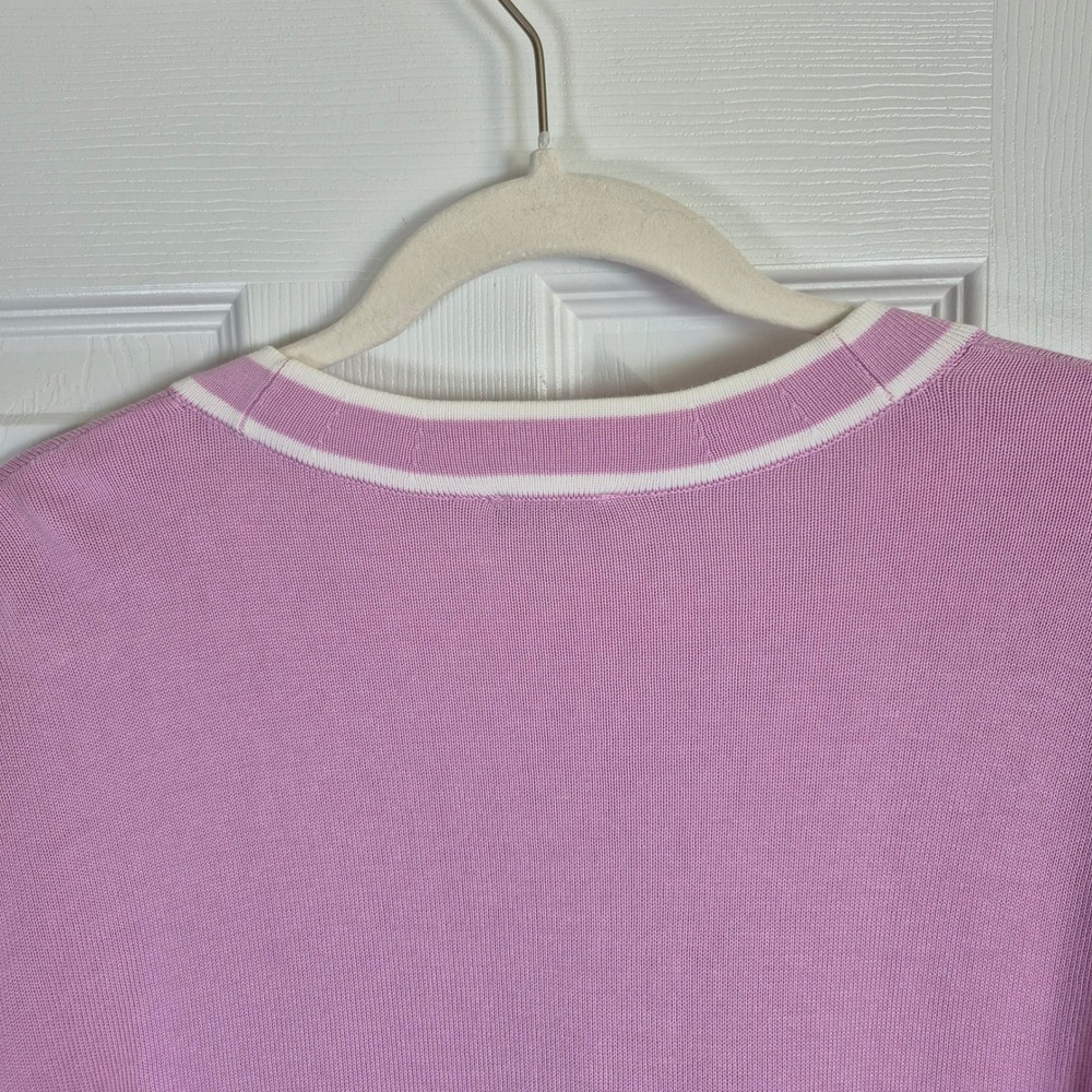 Talbots lavender button down long sleeve cardigan sweater womens large petite - Picture 8 of 8